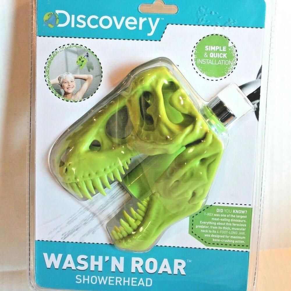 Discovery Wash 'N Roar Green Dinosaur Showerhead Shower Sprayer for Kids Bath